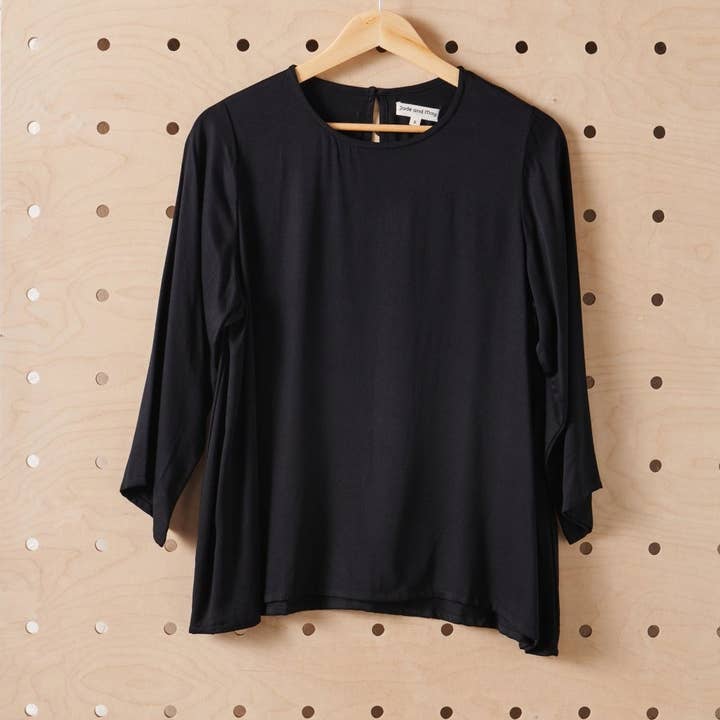 Bamboo Long Sleeve T-Shirt - Black for wholesale by JADE AND MAY