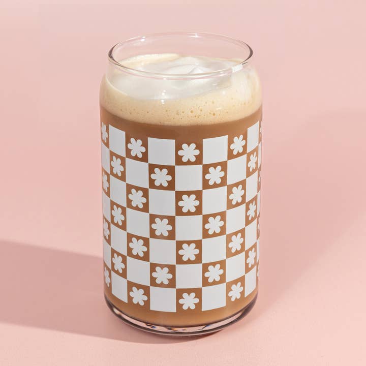 Glass Cup Checkered Daisy for wholesale by One Oliver
