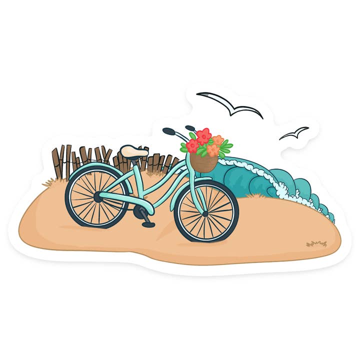 beach cruiser bike surf sticker for wholesale by harlow studio