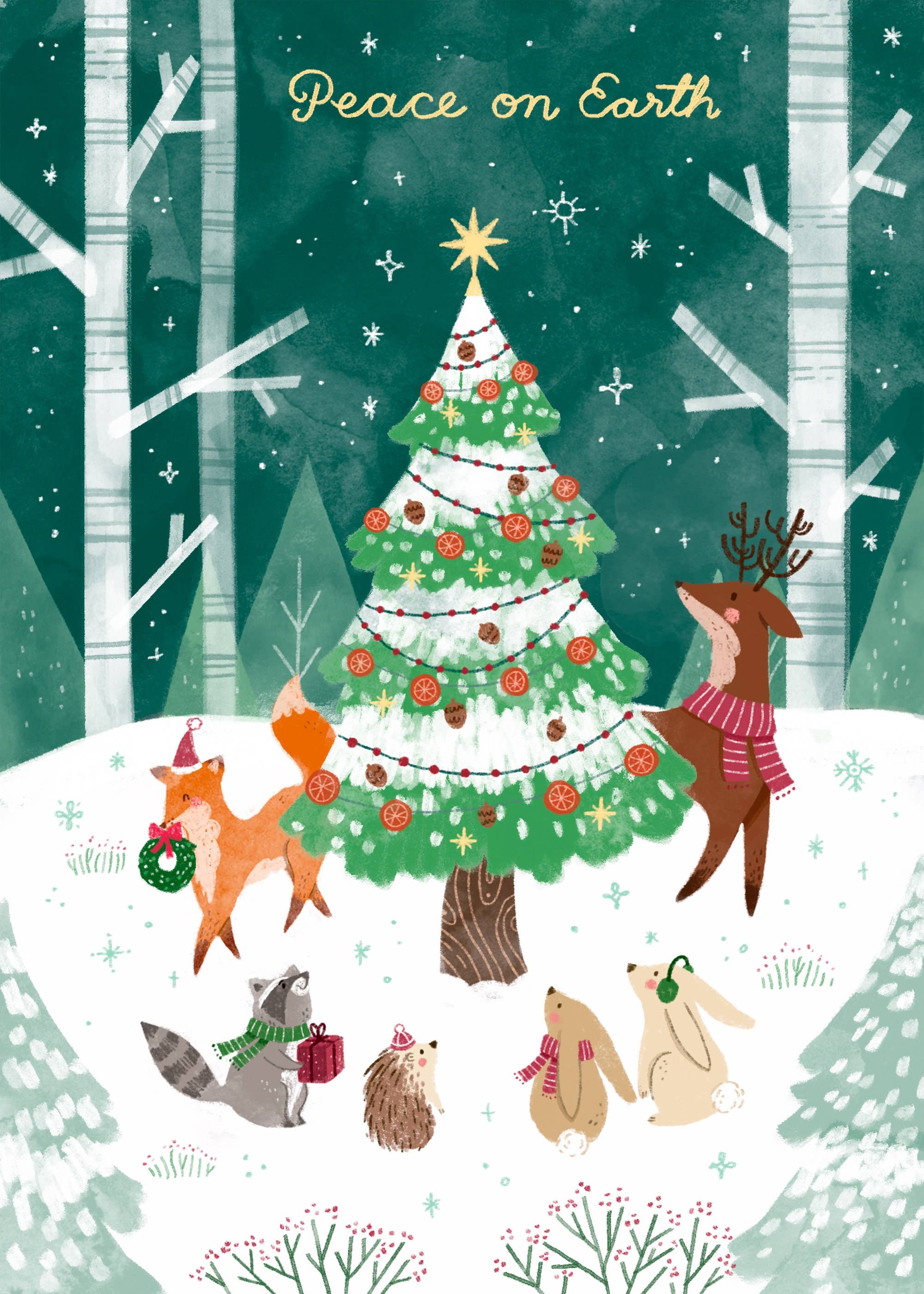 Natalie Briscoe Illustration - Venta al por mayor Tarjetas de Navidad - Juego de tarjetas de felicitación navideñas Peaceful Forest A71