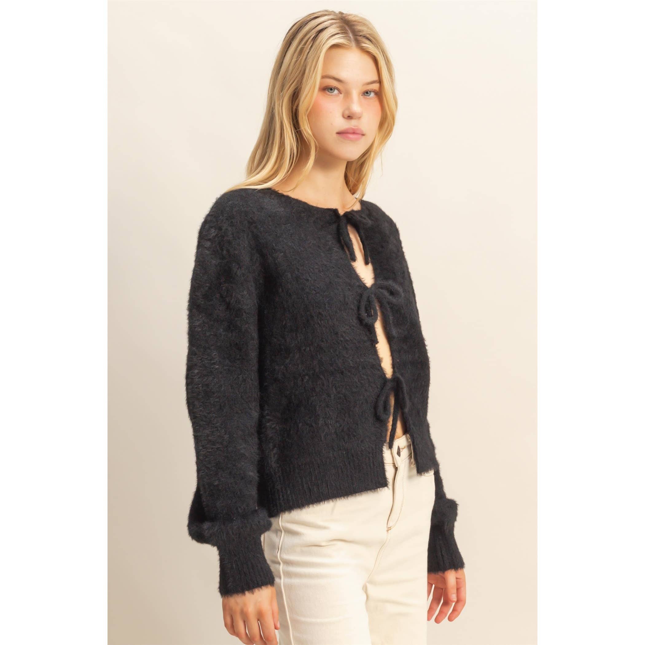 HYFVE - Wholesale Cardigan - Women's - Fuzzy Sweater With Unique Front Ties8
