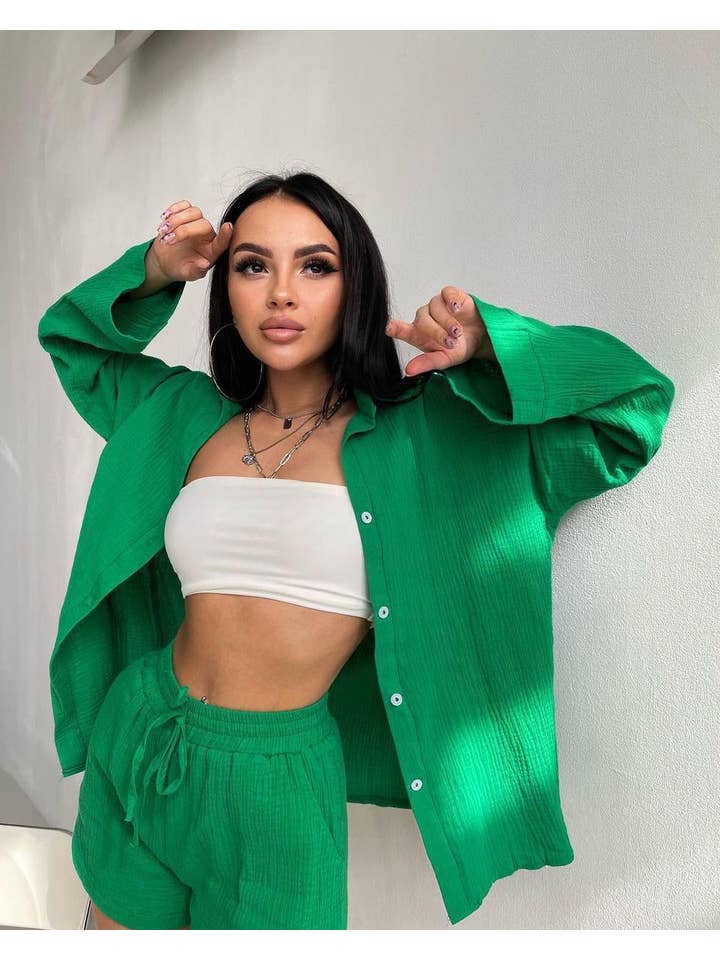 Sweetkama - Wholesale Lounge Set - Women's - Ladies Solid Color Top and Shorts Daily Set FF2304154