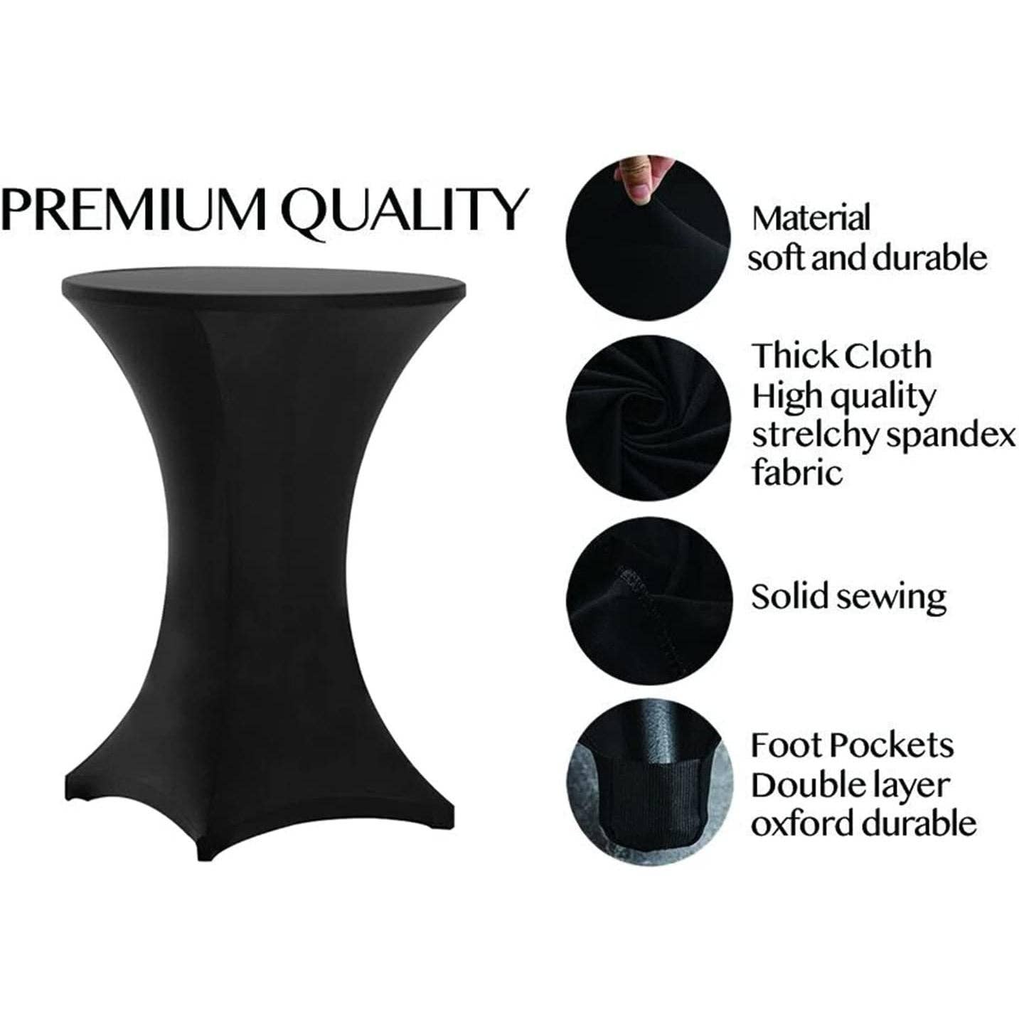  pc Black Spandex Cocktail Table Cover 32 Inch Round 8 Pack Set for wholesale on Faire4
