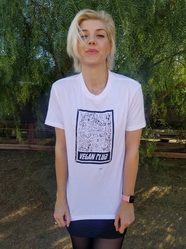 Vegan Club T-shirt feat. Mary Kolende's animal doodles for wholesale by Vegan Club