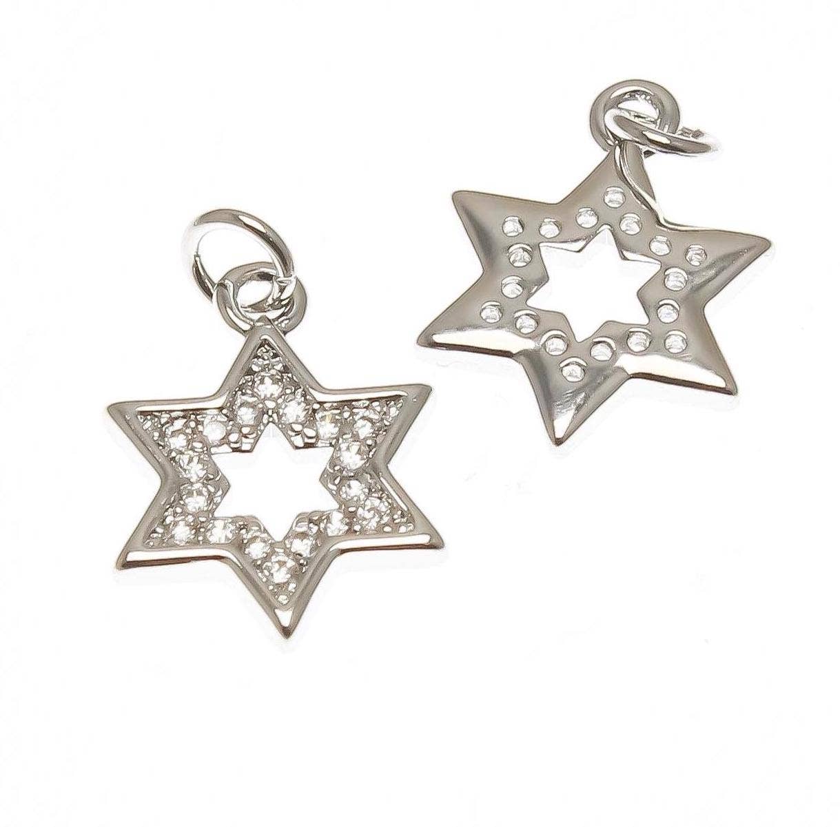 Jewel Pledge - Wholesale Individual Charm/Pendant - 18k Gold/Silver CZ Star of David Charm CPG2309/CPS23092