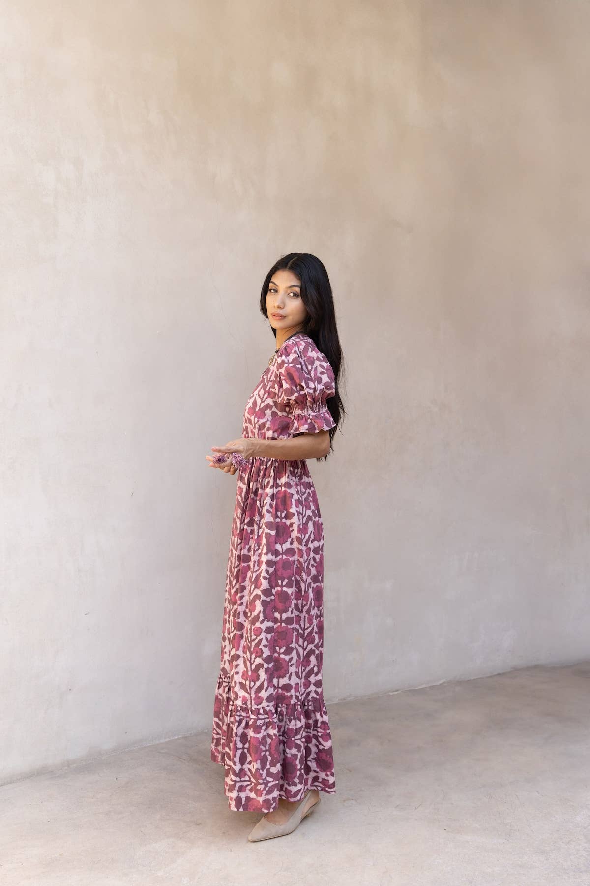 The Fox and The Mermaid - Wholesale Dress - Women's - Emelie Block Printed Dress (Wine)  1