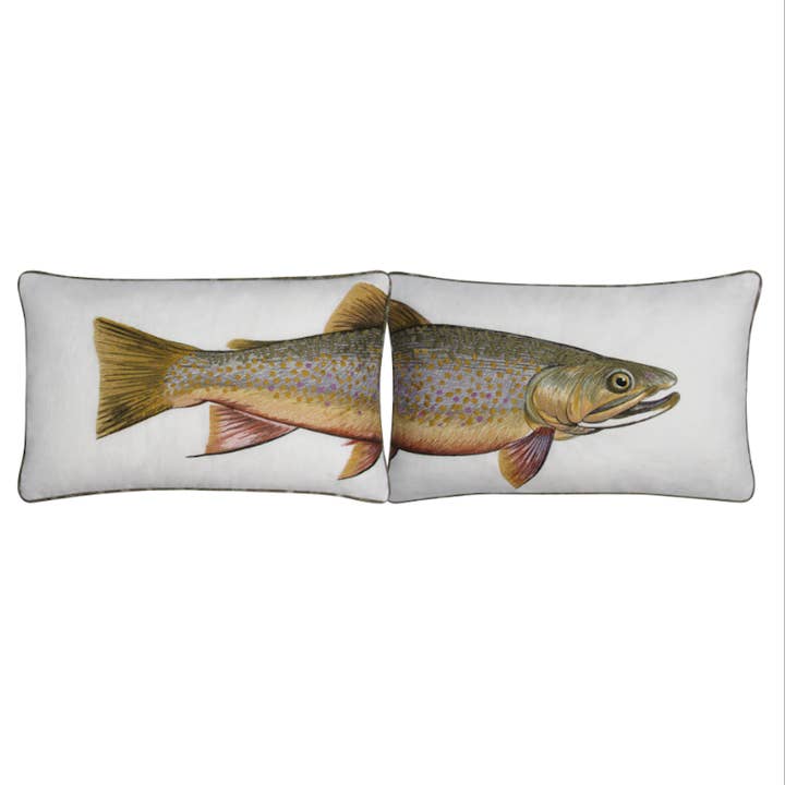 Brook Trout Embroidered Pillow Set for wholesale by Tide Hill