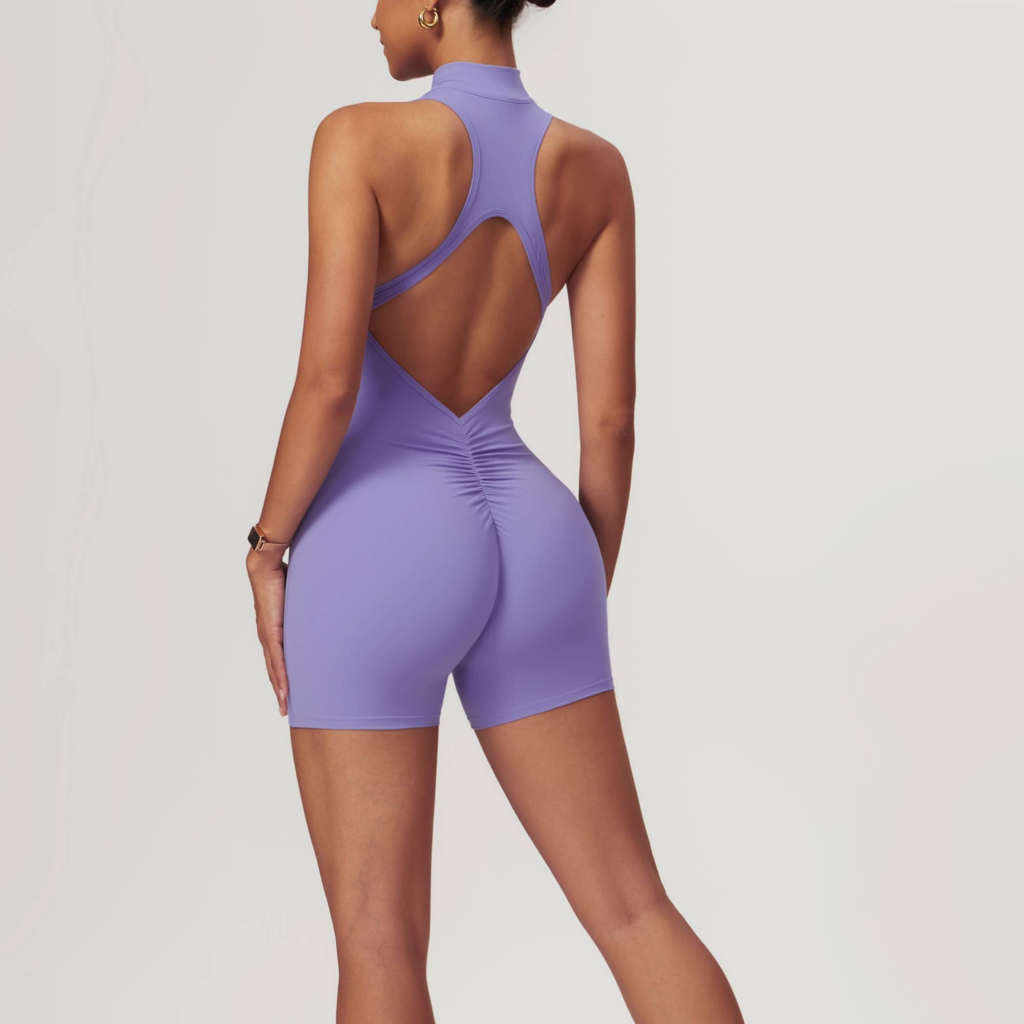 Active by Anna-Kaci - Wholesale Romper - Women's - Sleeveless Zip Front Active Romper with High Neck and Fitted21