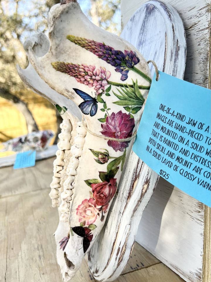 Floral Decopauged Hog Jaw for wholesale by Glass Mermaid Makings