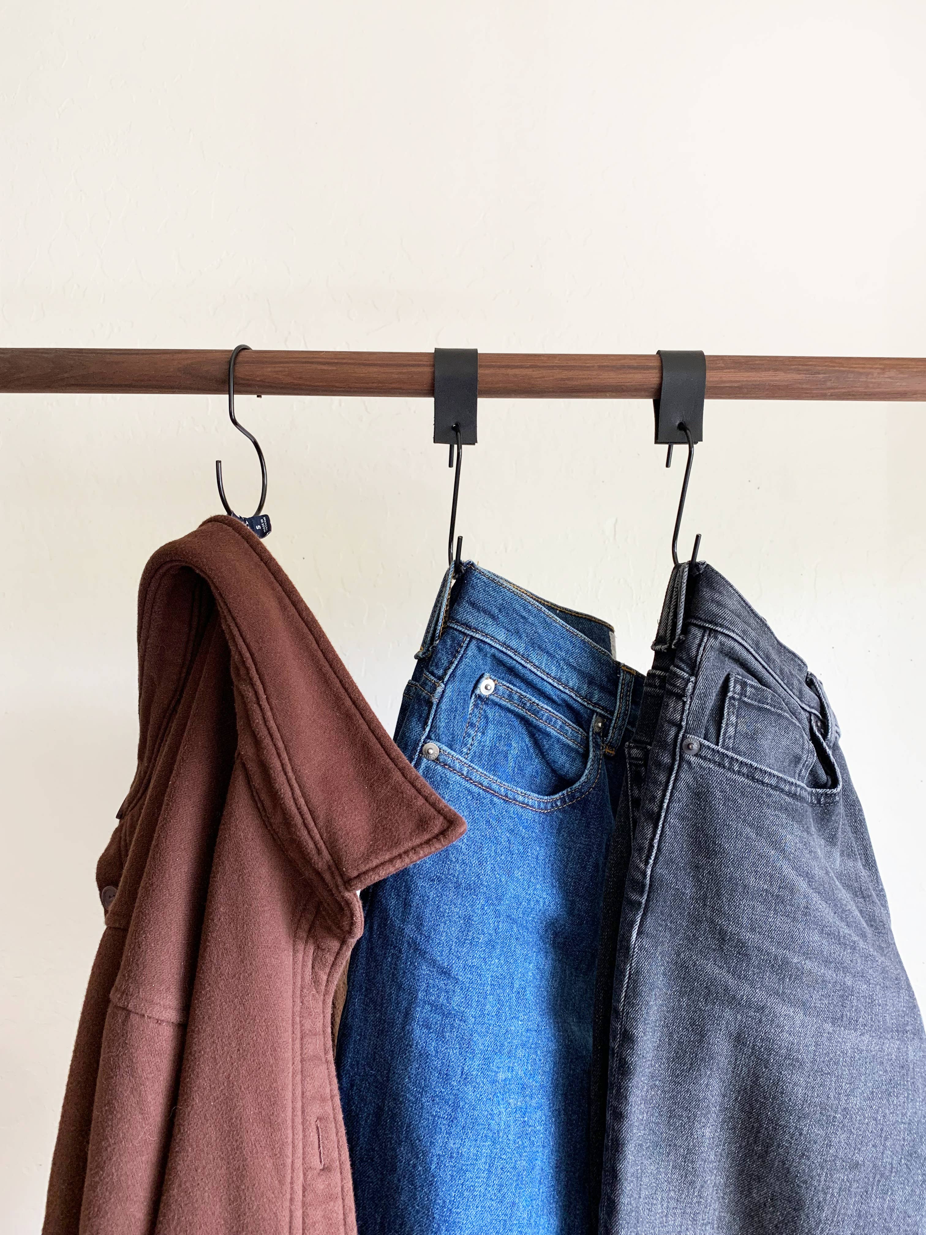 Keyaiira - Wholesale Clothes Hangers - Jean Display Hooks + Leather Loops [6 PK]3