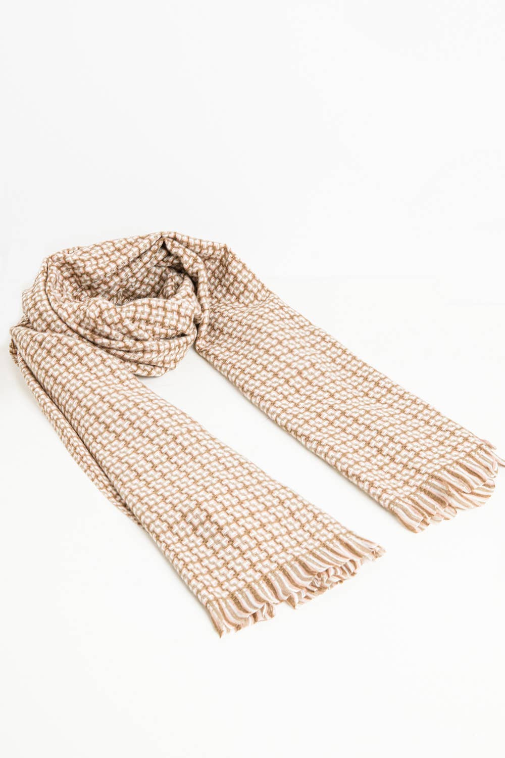 Beige Super soft pastel pink scarf with geometric print for wholesale on Faire1