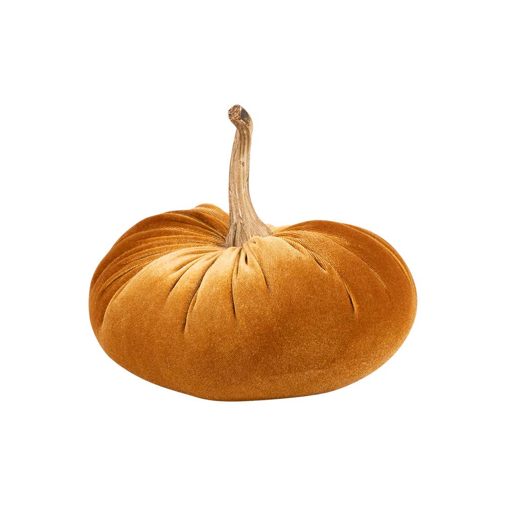 Mars & More - Brand of B Living – Objeto de mesa decorativo por atacado – decoração abóbora de veludo laranja 19cm