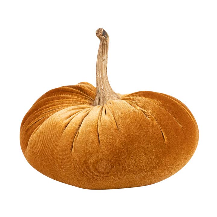 Mars & More - Brand of B Living – Objeto de mesa decorativo por atacado – decoração abóbora de veludo laranja 19cm0