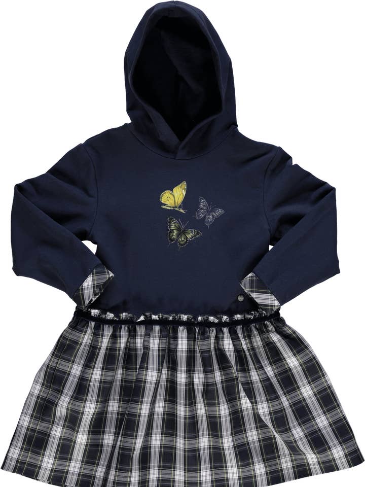 Vestido com capucho e saia de xadrez for wholesale by Piccola Speranza