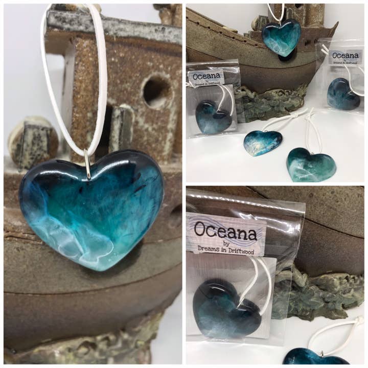 Dreams in Driftwood - Wholesale Ornament - Ocean heart decoration | coastal inspired resin gifts