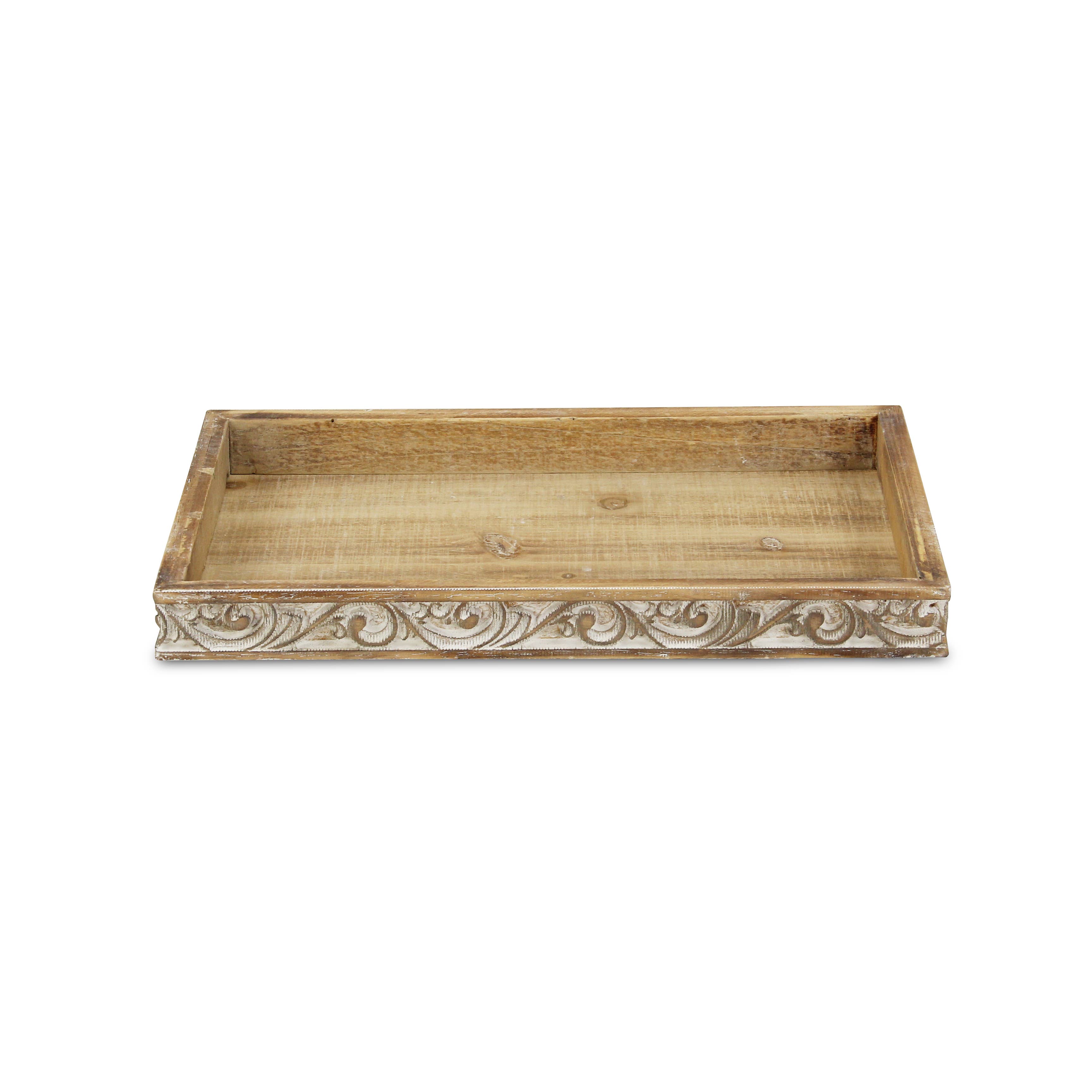 Cheungs Home Decor - Wholesale Decorative Tray - Dahlia Elegant Wood Tray with Side Carvings3