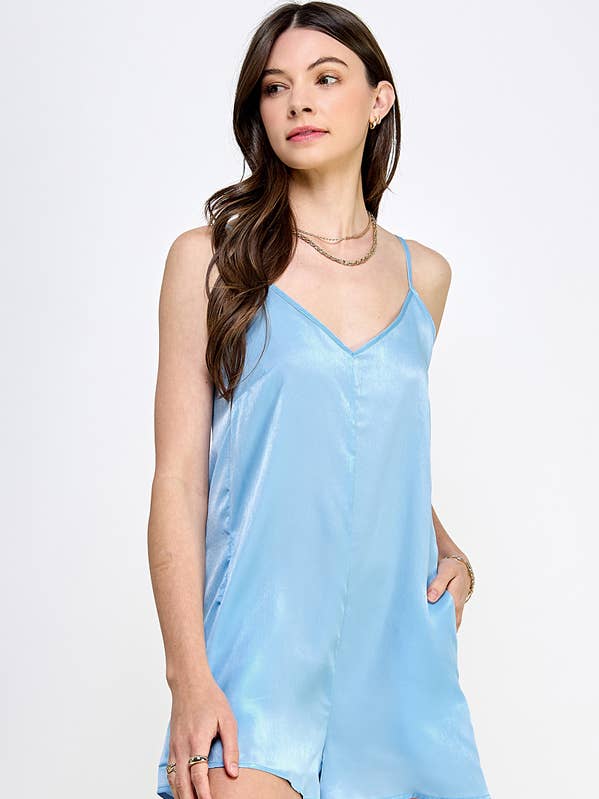 WR48915 - RACERBACK VÄVD ROMPER MED SIDOFICKOR för wholesale av Heart & Hips