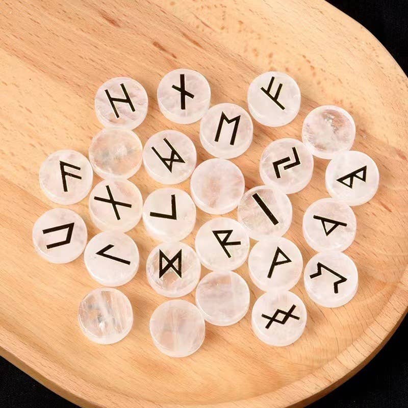 Gemcohub – wholesale Spiritual stone/crystal – Runes Natural Crystal Agate Rune Letter Disc Set Germanic2
