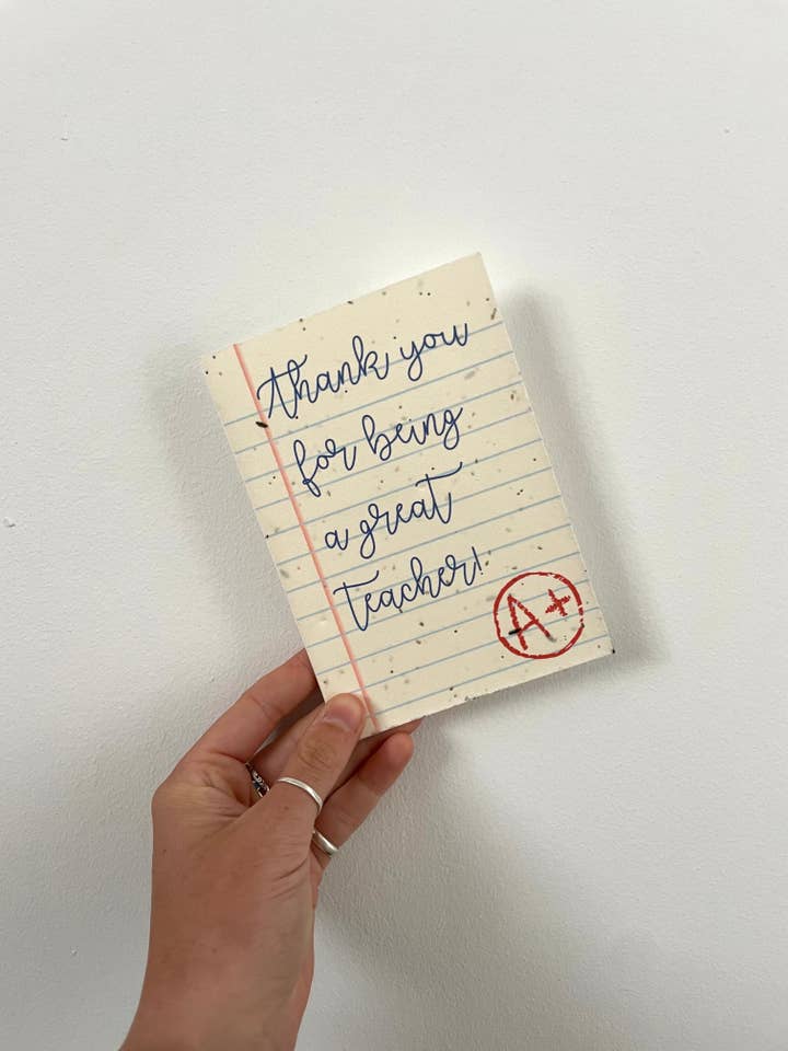 Plantable Seed Card, regalo ecologico per insegnanti, con scritta «Thank You Greetings» per la vendita all'ingrosso da parte di The Flower Girl Studios