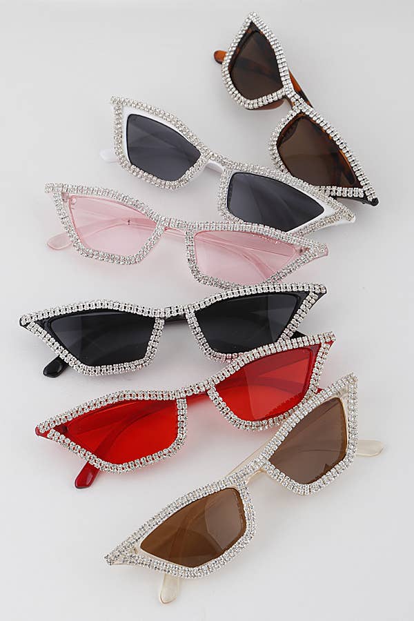 MIX COLOR Rhinestone Rimmed Cateye Sunglasses for wholesale on Faire1