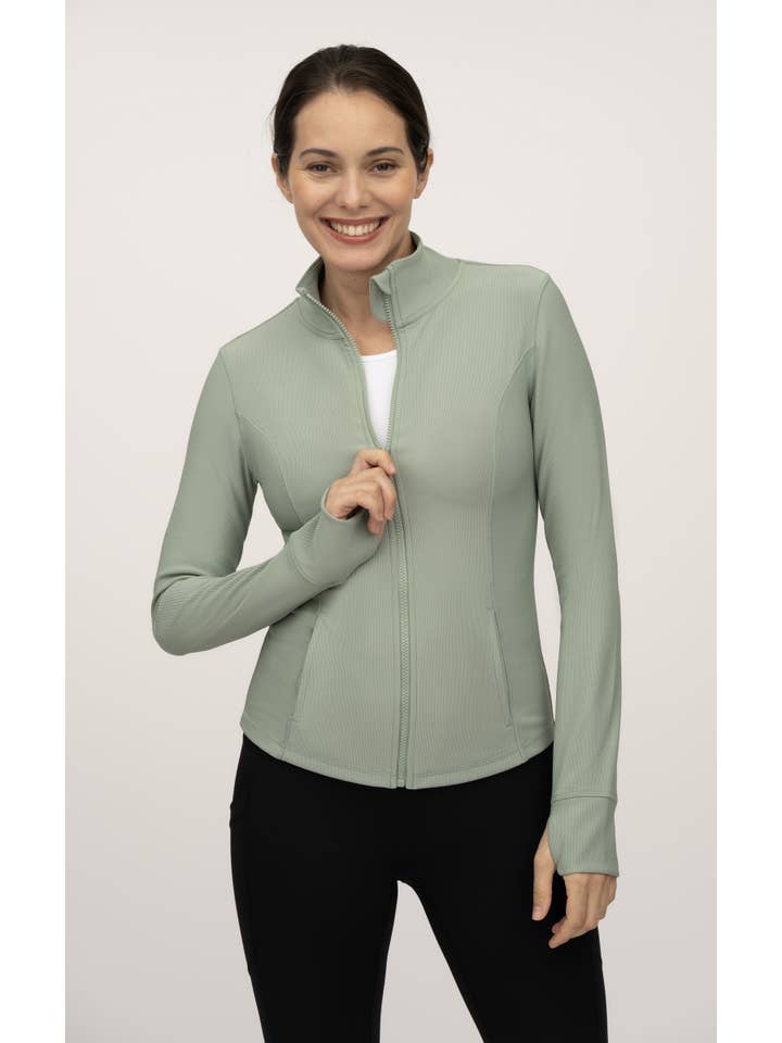90 Degree by Reflex & Yogalicious - Wholesale Athletic Jacket - Women's - Women's Everyday Ribbed Full Performance Full Zip Jacket9