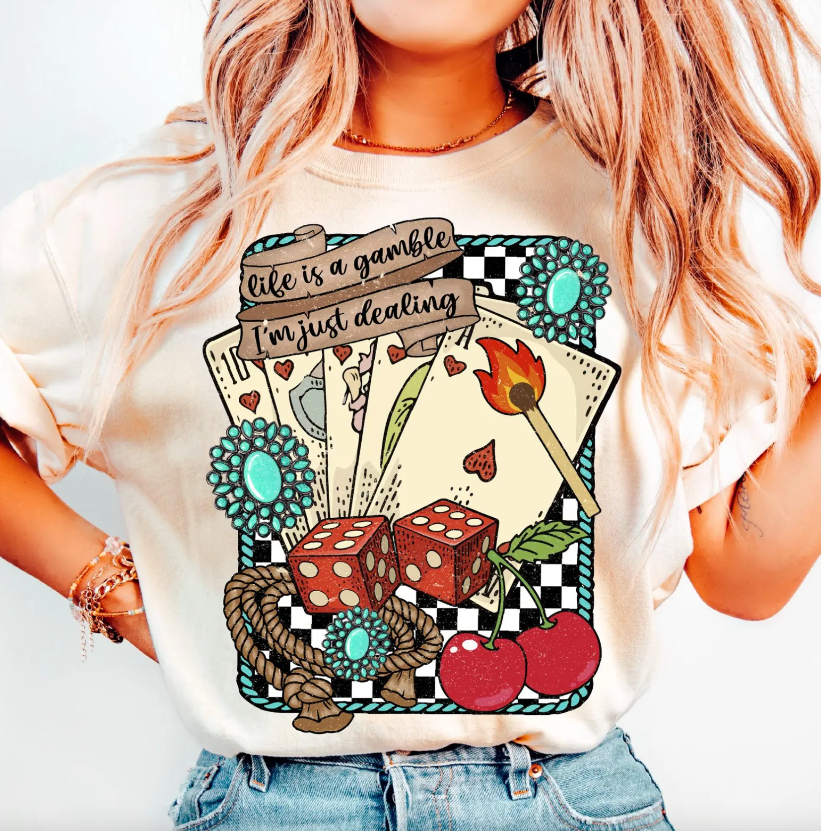 Kiki's Boutique - Wholesale Screen Printed T-Shirt - Women's - Life Is A Gamble Tee 0