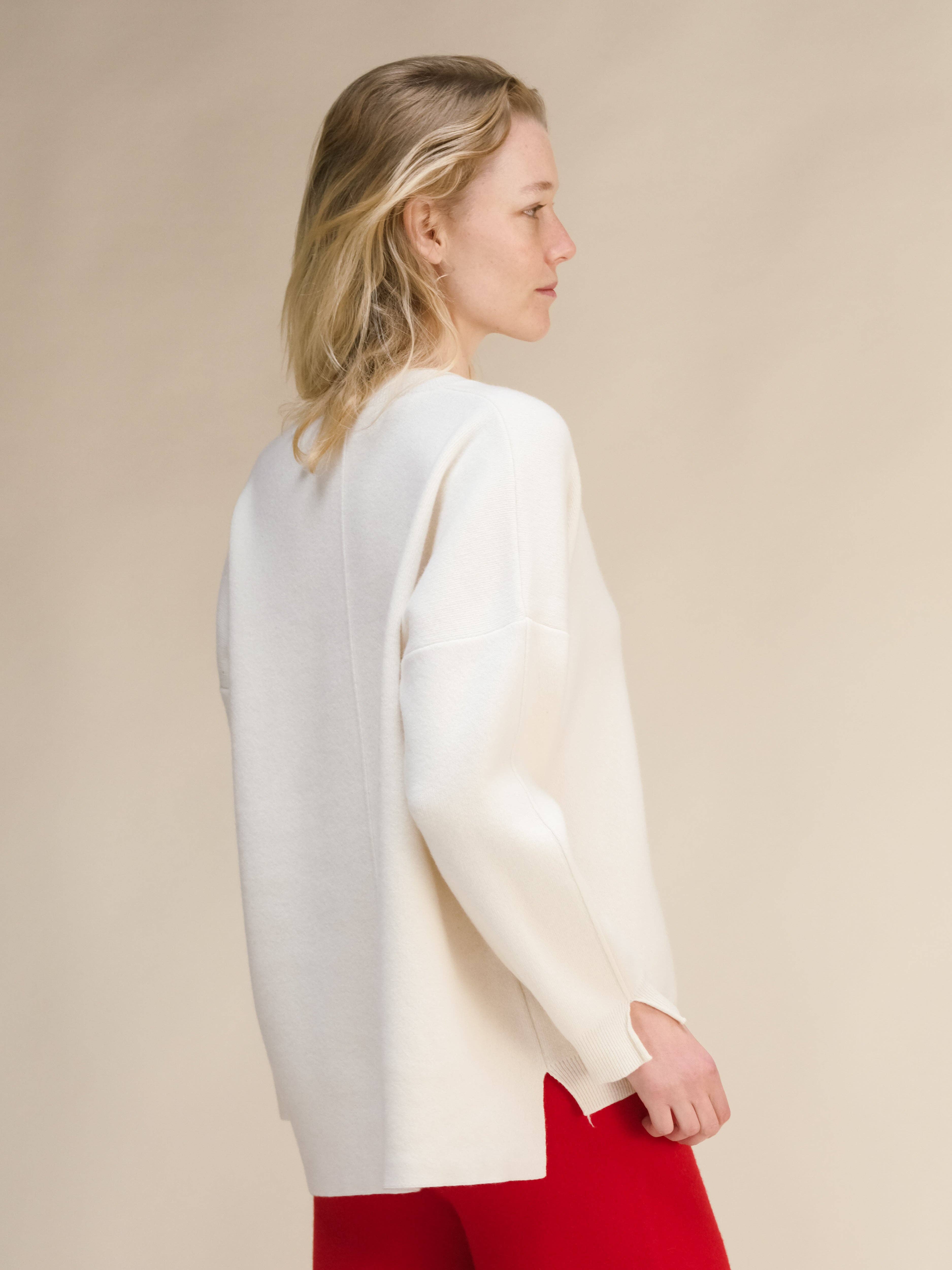 Lèmme - Venta al por mayor Jersey de punto - Mujer - Maxi de Cuello en V Sólido con Mezcla de Cachemira y Aberturas Laterales8