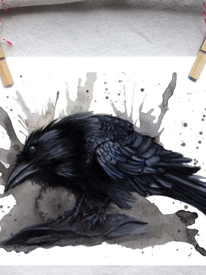 Bird Raven art print for wholesale by Lindsey Munson