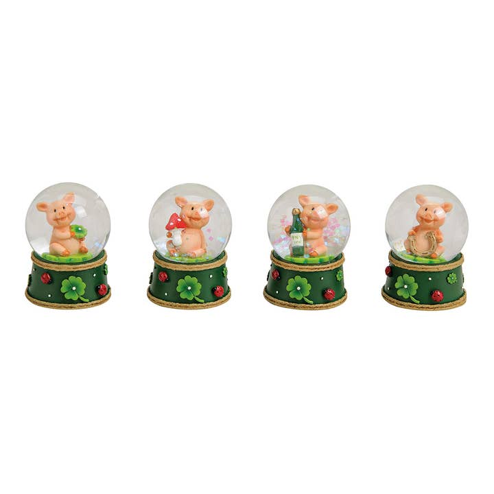 Globo de neve porco da sorte em vidro/poli (L/A/P) 4x6x4 cm por atacado de Wurm