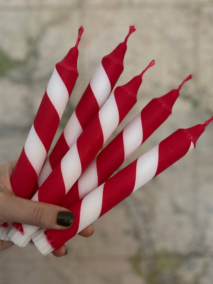 Christmas! My classic Candy Cane Dinner Candle for wholesale by True North Chandlers - Candles