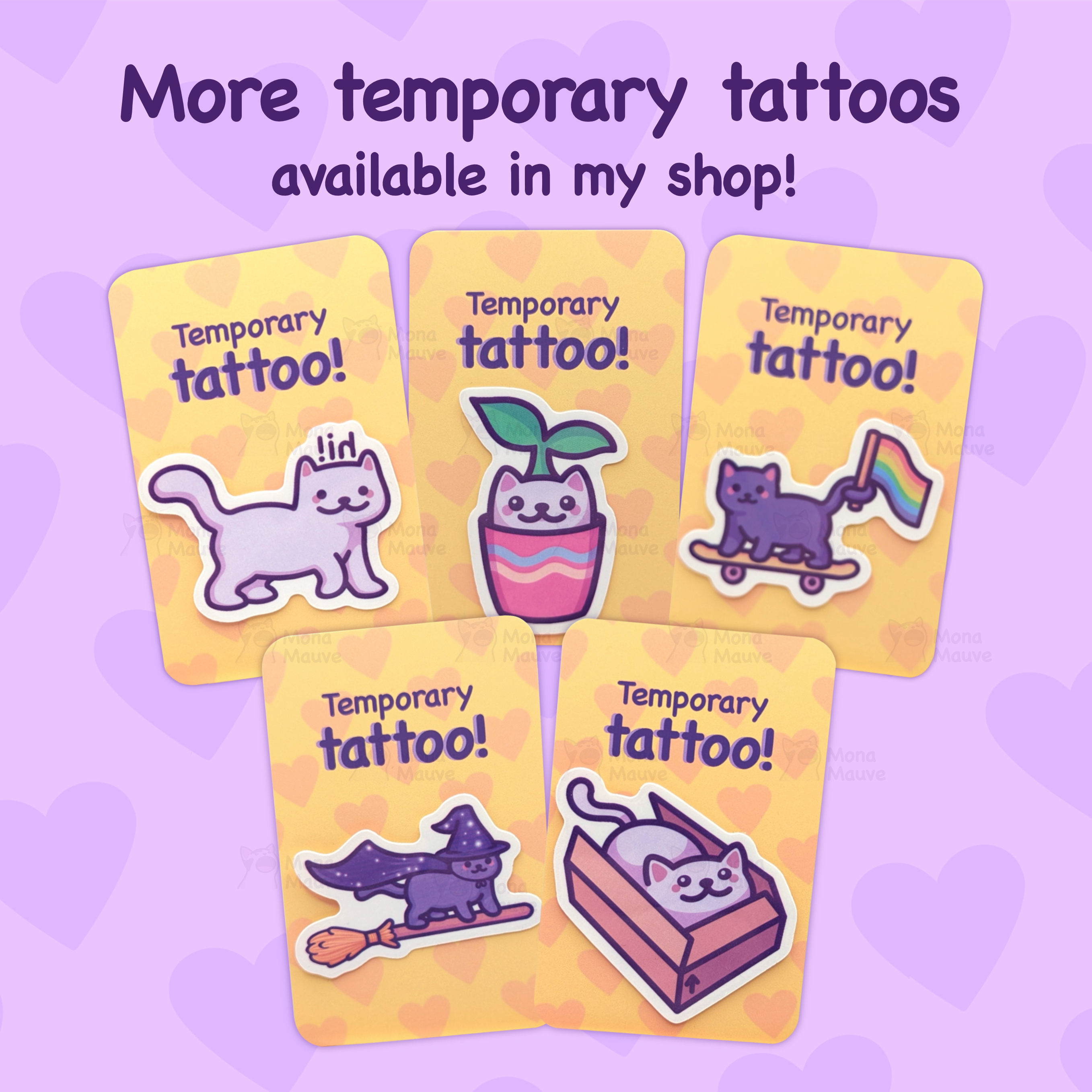 Mona Mauve • Silly Art! - Vendita all'ingrosso Tatuaggi temporanei - Tatuaggio Temporaneo Gatto LGBTQ+ Pride5
