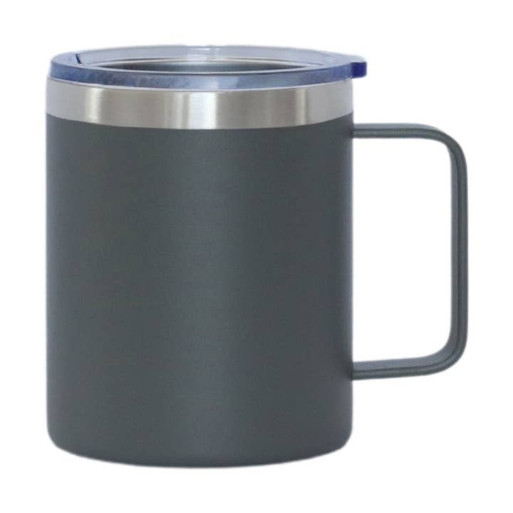 12 Oz Stainless Steel Travel Mug with Handle - Grey for wholesale by Creative Gifts International Inc.