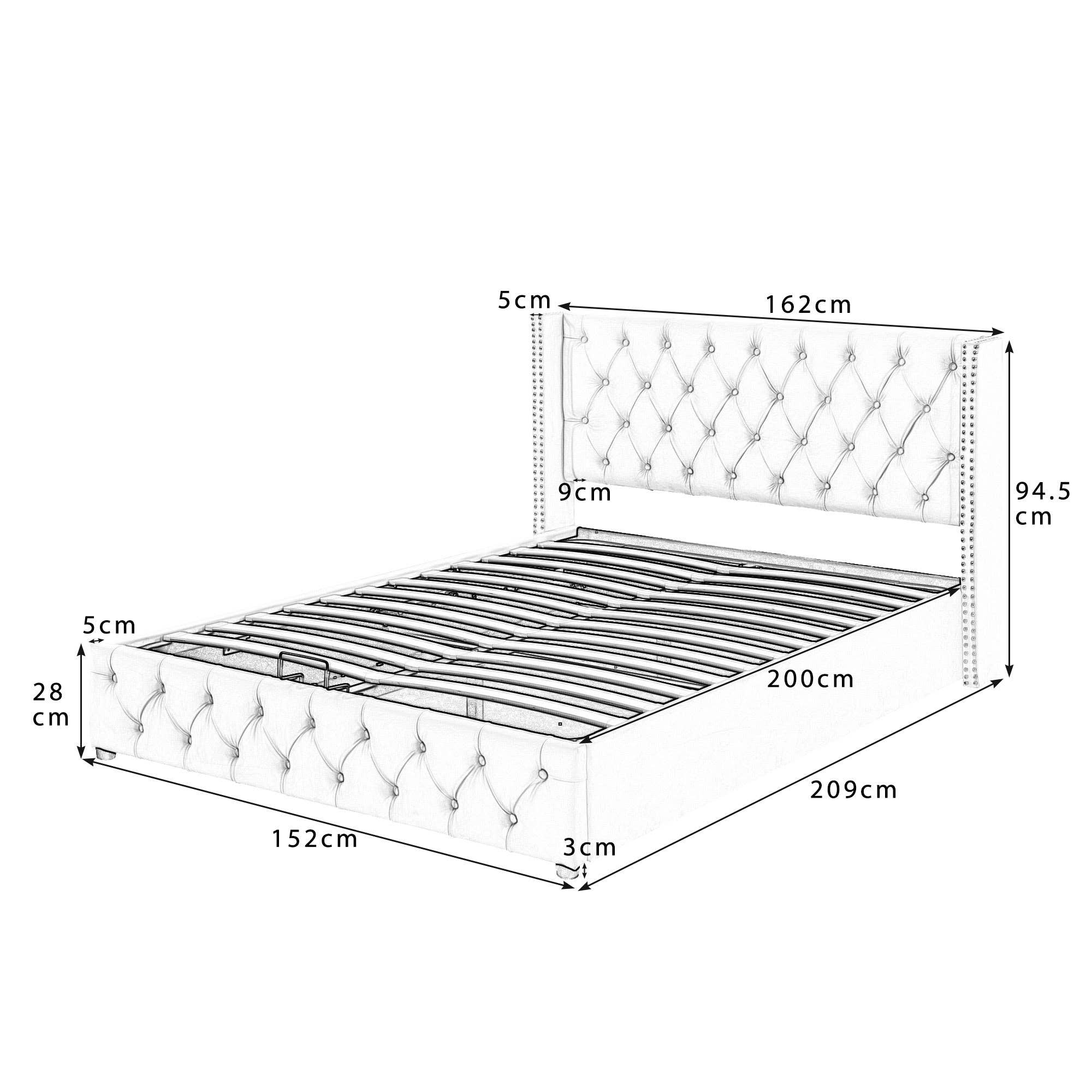 Modern Home Touch – wholesale Bedroom furniture – Velvet King Size Bed Frame with Wing Headboard and Lift Up Under Bed Storage8
