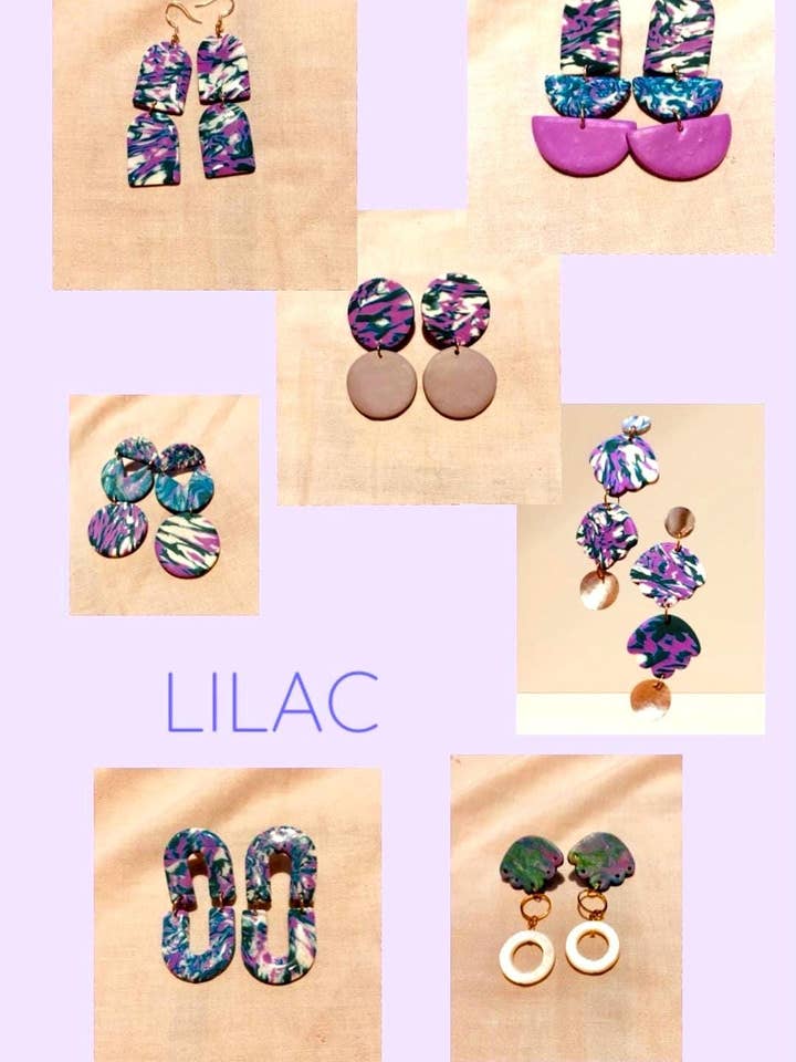 LILAC Handmade Polymer Clay Geometric Dangle Earrings for wholesale by Studio Khira