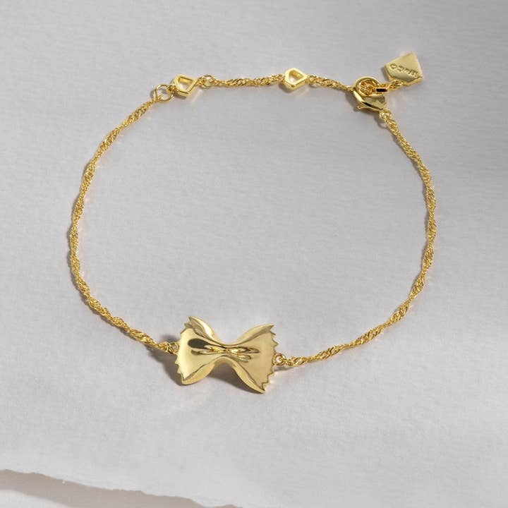 Bow Tie Pasta Gold Bracelet for wholesale by Wanderlust + Co