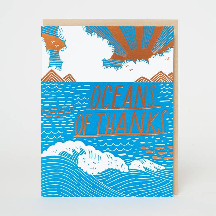 Oceans of Thanks Letterpress Greeting Card by Hello!Lucky and other Purchase Wholesale ocean of thanks. Free Returns & Net 60 Terms on Faire trending on Faire.