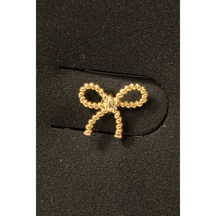 Gold Dipped Mini Ribbon Bow Stud Earrings for wholesale on Faire