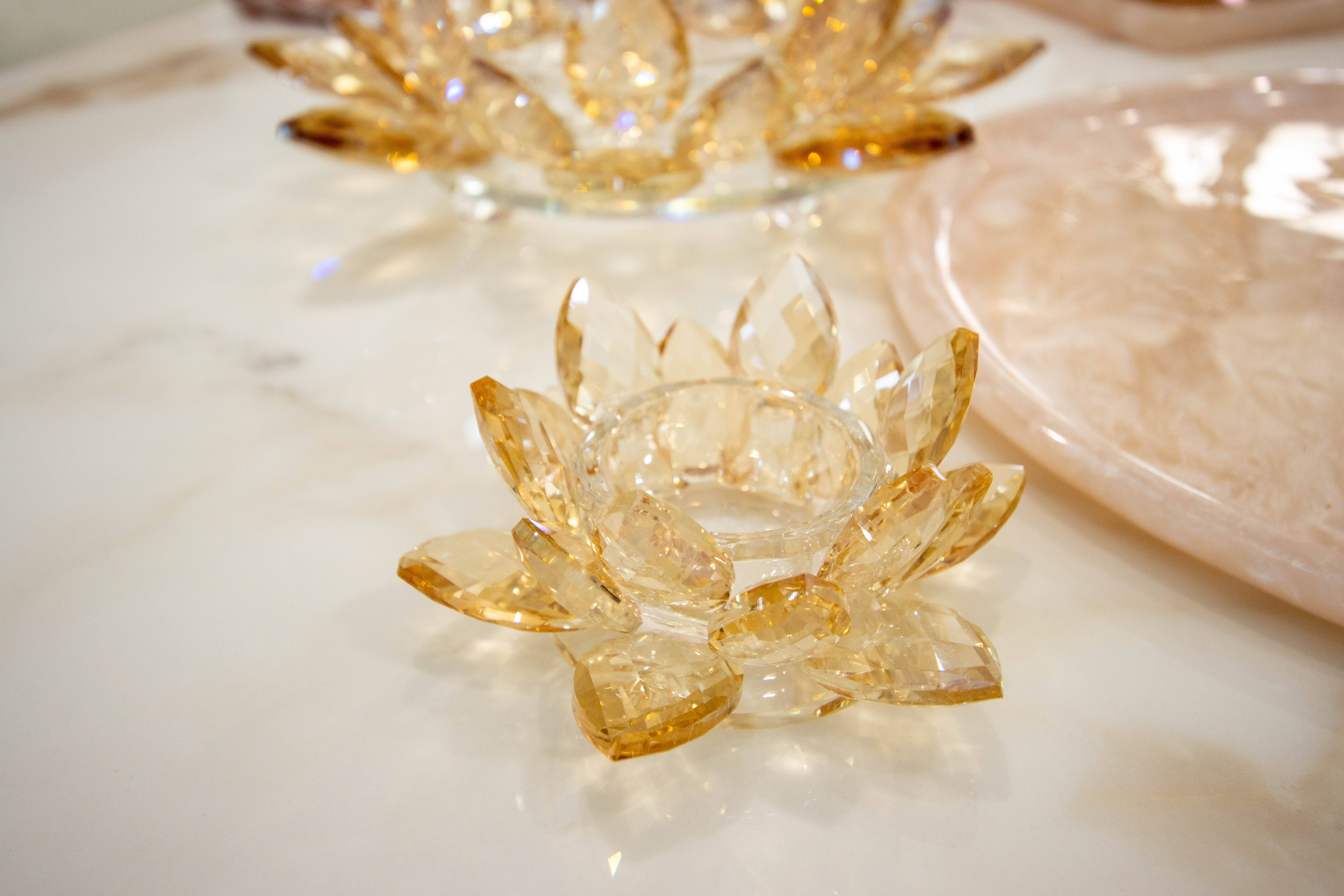 AULICA - Wholesale Candle Holder - Amber Lotus Candle Holder 11X11X5cm1