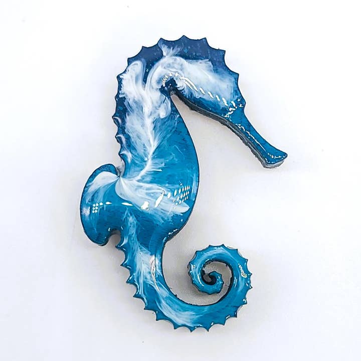 Seahorse Ocean Scene Resin & Wood Magnet for wholesale by JEMS of the Sea