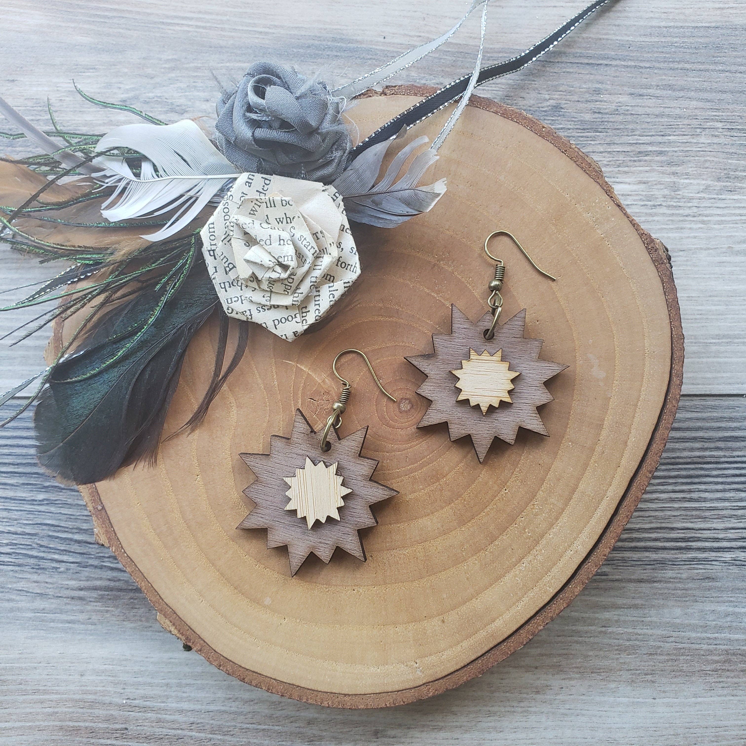 Gone Rogue Boutique - Wholesale Dangle Earrings - Walnut and bamboo dangly earrings3