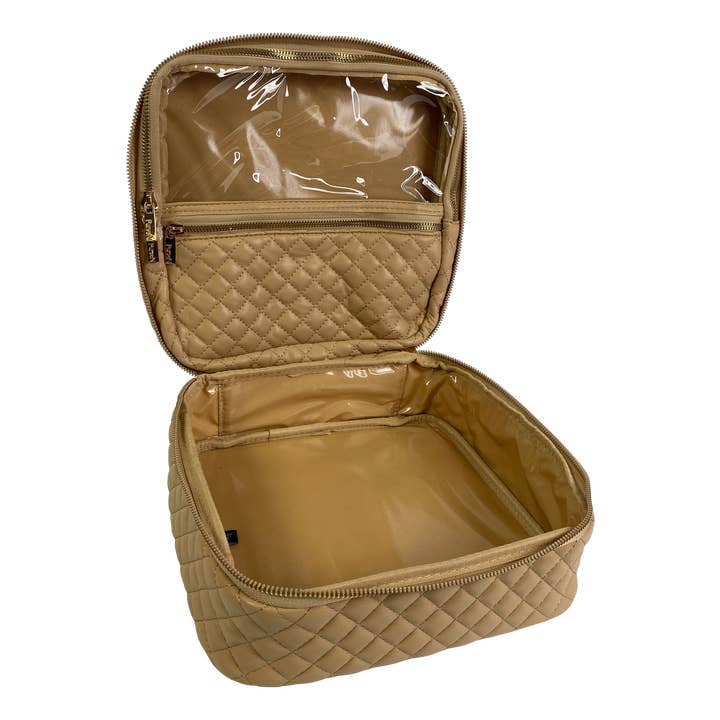 PurseN (new) - Wholesale Makeup/Cosmetic Bag - Mini Diva Makeup Case - Nude Quilted