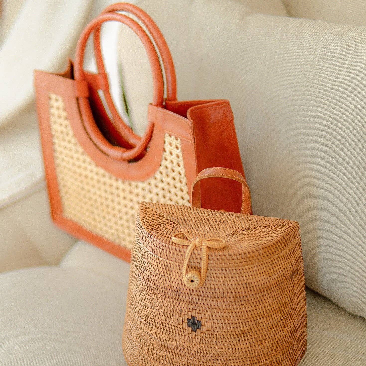Kayu&Co. - Wholesale Backpack - Women's - Pipa Backpack – Handwoven Rattan & Leather Mini Backpack5