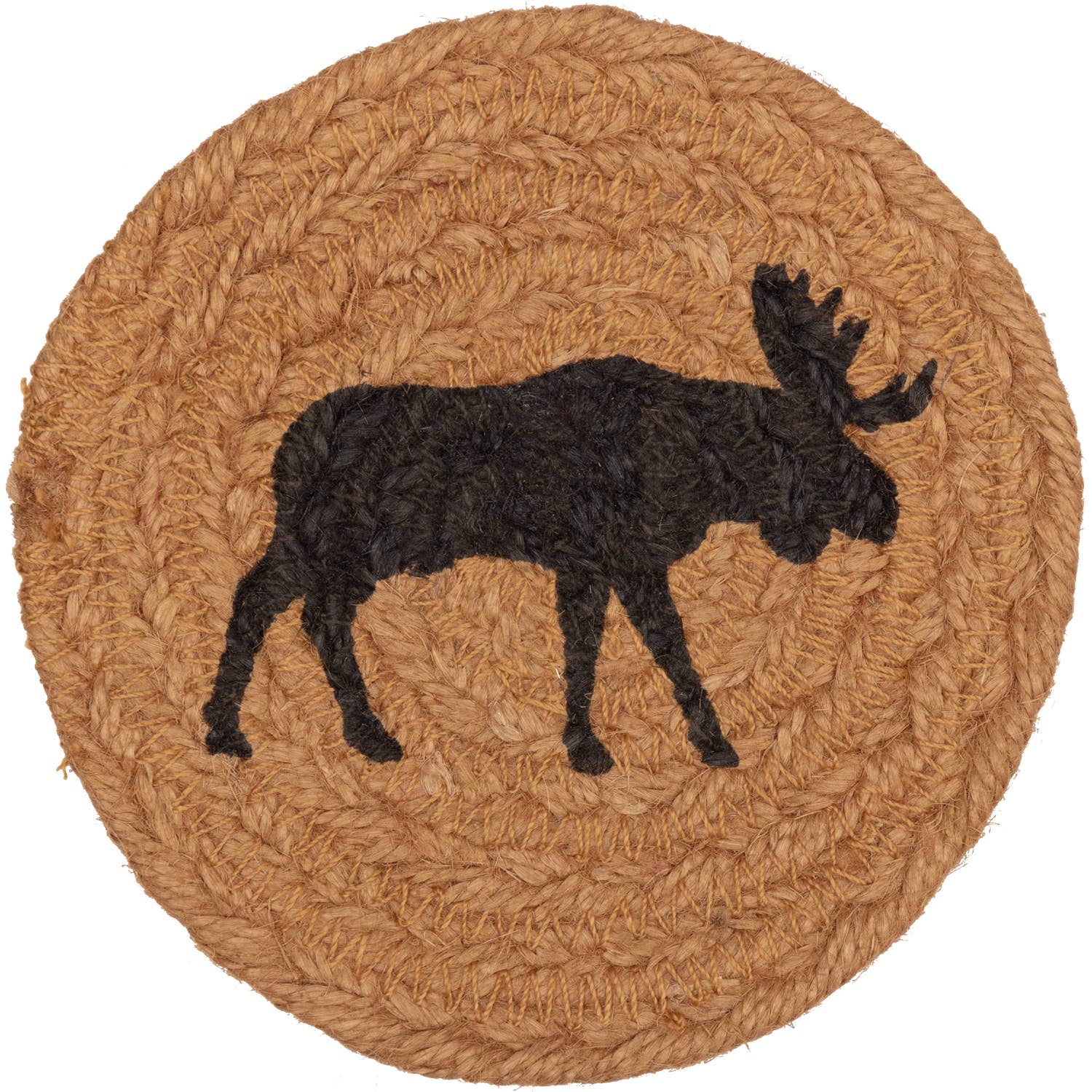 VHC Brands - Wholesale Coasters - Cumberland Stenciled Moose Jute Coaster Set of 62
