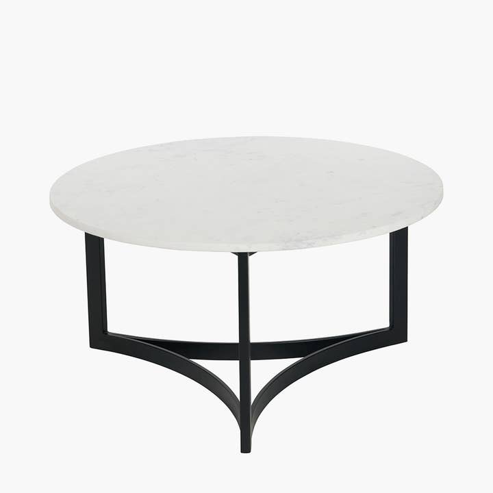 Hendrick White Marble and Black Metal Coffee Table for wholesale by Pacific Lifestyle Limited
