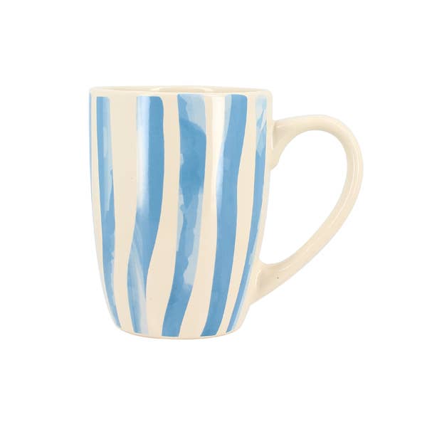 Novastyl - Wholesale Coffee Mug - Corfu mug 38cl in stoneware white with blue stripes