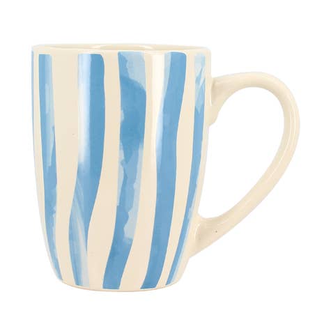 Novastyl - Wholesale Coffee Mug - Corfu mug 38cl in stoneware white with blue stripes0