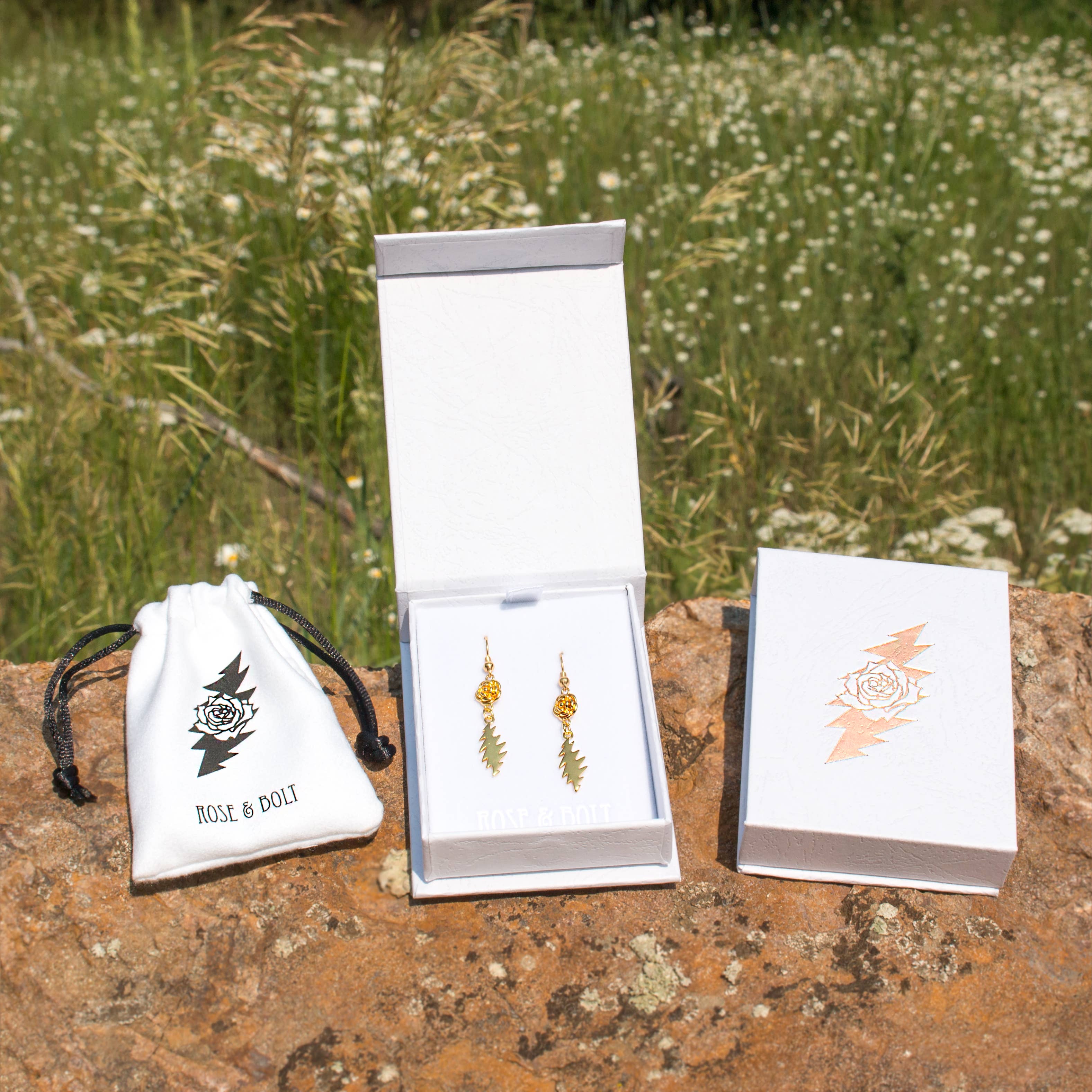 Grateful Dead Delilah Jones Earrings - Gold for wholesale on Faire4