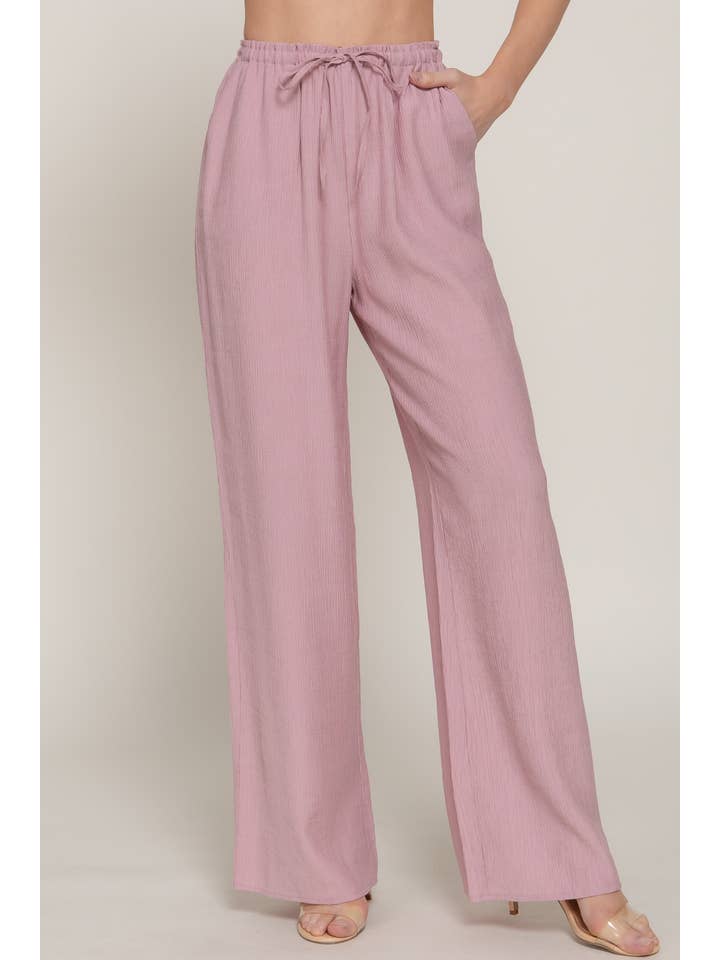 Active Basic | Active USA - Wholesale Pants - Women's - Elastic Waistband & Adjustable String Flowy Pants