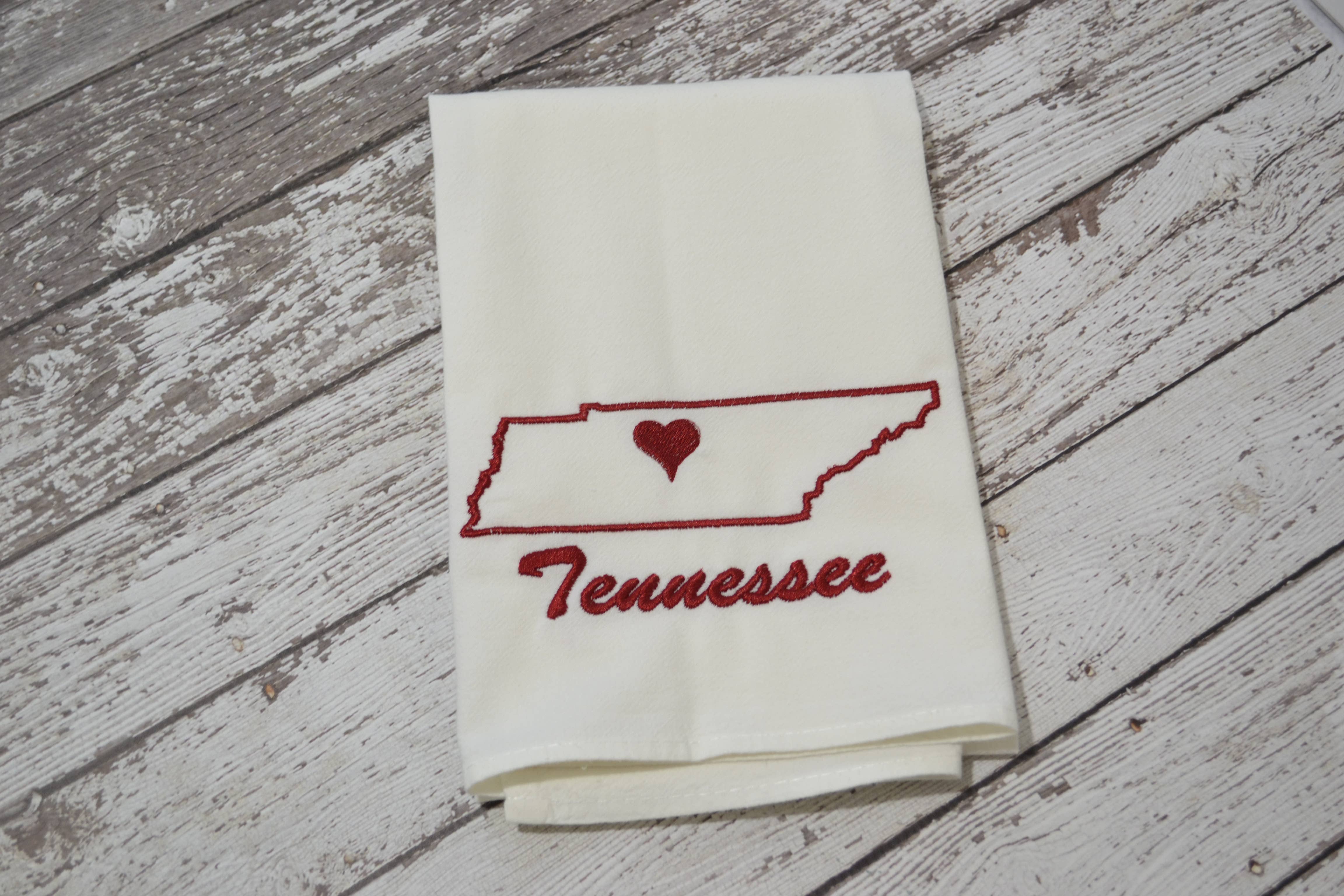 SewMuchMoreStore - Wholesale Tea Towel - State Tea Towel - Red - Embroidered Floursack Towel12