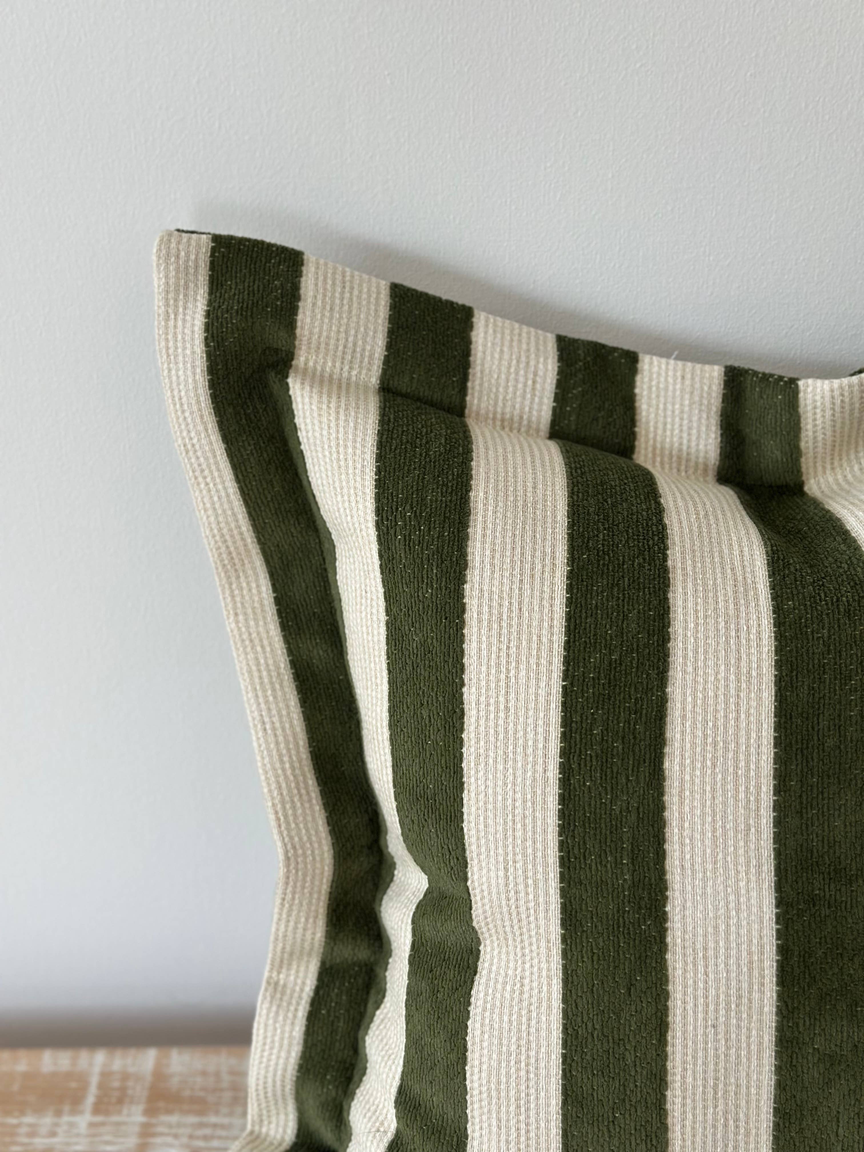 Ellenvale Trade - Wholesale Throw Pillow Cover - Orla Olive Green Stripe Cushion 45x45cm3